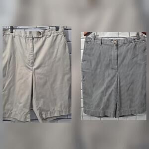 Lands’ End Ladies Lot Of 2 Bermuda Style Shorts Pockets High Waist